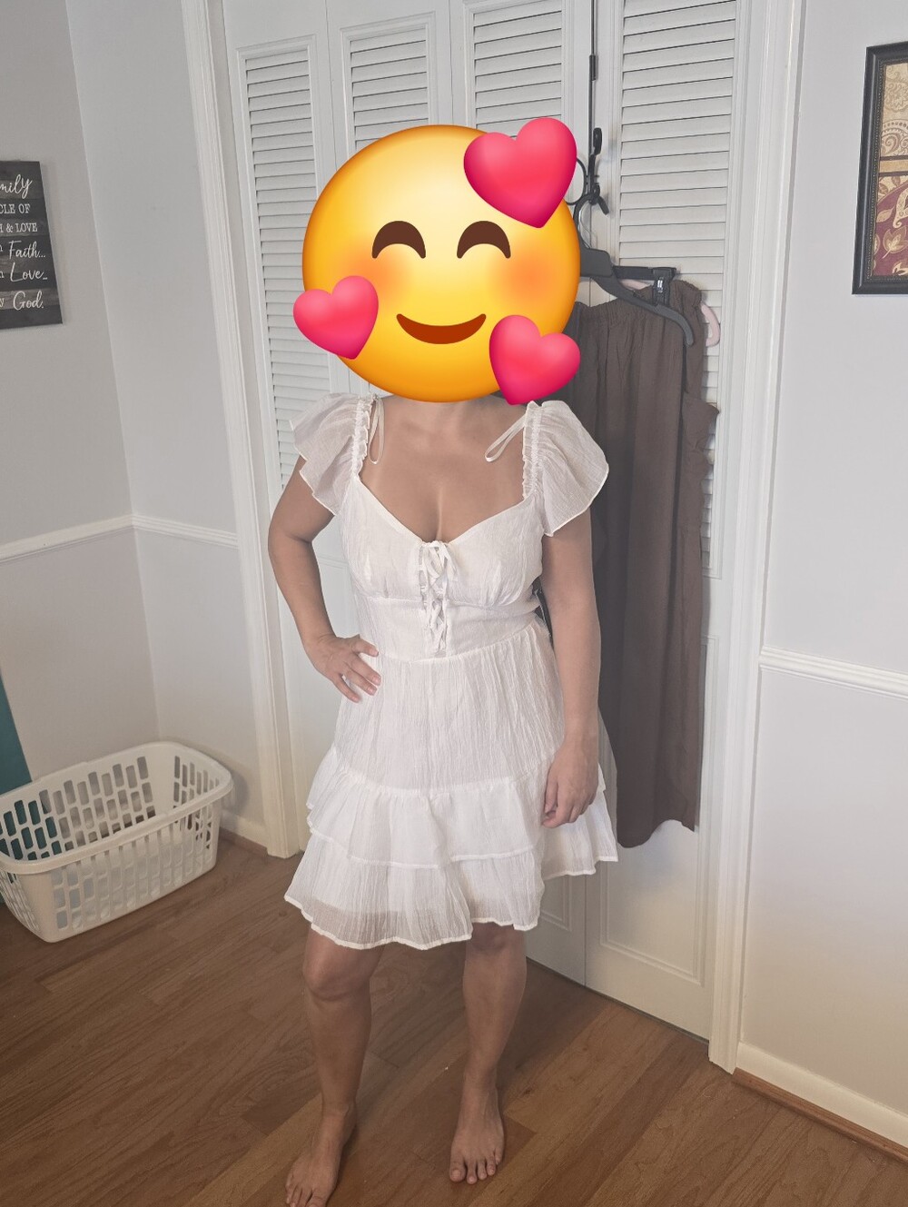 White Ruffle Sleeve Tiered Mini Dress